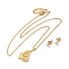 Clear Cubic Zirconia Butterfly Pendant Necklace & Diamond Stud Earrings SJEW-M099-05G-1