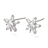 Brass Pave Cubic Zirconia Stud Earring Findings CU-CBAE189-04P-1
