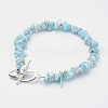 Natural Larimar Beaded Bracelets X-BJEW-JB02681-01-5