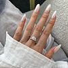 Teardrop Rhodium Plated 925 Sterling Silver Micro Pave Cubic Zirconia Finger Rings for Women RJEW-F168-09P-2