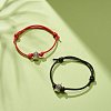 2Pcs 2 Colors Alloy Crown Beaded Cord Bracelet BJEW-JB08113-03-2