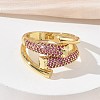 Brass Micro Pave Cubic Zirconia Cuff Open Rings for Women RJEW-L343-12G-02-2