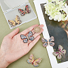 CHGCRAFT 6Pcs 6 Colors Rhinestone Butterfly Badge JEWB-CA0001-16-3