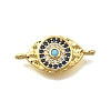 Brass Micro Pave Blue & Clear Cubic Zirconia Eye Connector Charms KK-D295-24G-1