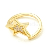 Clear Cubic Zirconia Star Open Cuff Ring for Women ZIRC-P096-12G-2