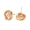 Brass Micro Pave Clear Cubic Zirconia Stud Earring Findings KK-S360-091-NF-1