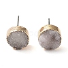 Natural Druzy Agate Stud Earrings EJEW-L168-02D-1