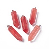 Natural Cherry Quartz Glass Pendants G-G926-01P-11-1