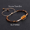 Natural Tiger Eye Hexagon Link Bracelet PW-WG97363-02-1