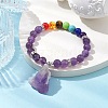 Raw Rough Natural Amethyst Charm Bracelets BJEW-JB10298-04-2