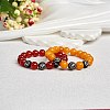 Dark Orange Natural Yellow Jade Round Beaded Stretch Bracelet BJEW-SW00077-07-6