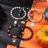 5Pcs 5 Styles Pumpkin & Ghost Alloy Enamel Charm Bracelet Sets BJEW-JB10851-2