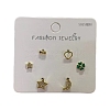 6 Pcs Brass Mirco Pave Clear Cubic Zirconia Ear Studs EJEW-S218-01G-06-1