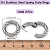 2 Pairs 316 Stainless Steel Spring Gate Rings STAS-BBC0007-87-2