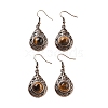 Natural Tiger Eye Teardrop Dangle Earrings EJEW-B055-02R-18-1
