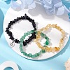 3Pcs 3 Styles Natural Citrine & Green Aventurine & Synthetic Blue Goldstone Chips Stretch Bracelets Sets BJEW-JB11076-08-2