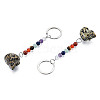 Natural Dalmatian Jasper Skull Pendant Keychain G-N341-01D-3