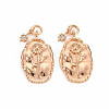 Brass White Opal Rhinestone Pendants KK-S364-217-1