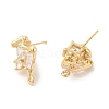 Brass with Clear Cubic Zirconia Stud Earring Findings KK-G499-06G-2
