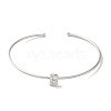 Rack Plating Brass Micro Pave Clear Cubic Zirconia Letter Open Cuff Bangles BJEW-A018-01P-B-2