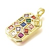 Rack Plating Brass Micro Pave Cubic Zirconia Pendants KK-M309-06G-2