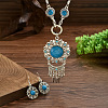 Flower Bohemian Ethnic Style Zinc Alloy & Resin Pendant Necklace & Dangle Earring Sets FS-WGD47C5-01-5