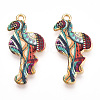 Printed Light Gold Tone Alloy Pendants ENAM-N056-210E-2