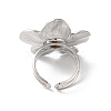 304 Stainless Steel Flower Open Cuff Ring for Women RJEW-C091-02P-3