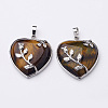 Heart Natural Tiger Eye Pendants GP356-7-1