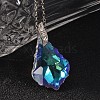 Teardrop AB Color Plated Electroplate Glass Pendant Necklaces & Dangle Earrings Jewelry Sets SJEW-JS00880-4