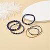 5Pcs 5 Style Natural Lapis Lazuli(Dyed) & Synthetic Hematite & Seed Beaded Stretch Bracelets Set BJEW-JB08831-2