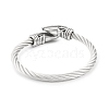 304 Stainless Steel Twist Rope Wrap Open Cuff Bangle with Cone Beaded for Women BJEW-G666-01AS-2