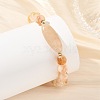 Natural Mixed Stone Round and Oval Beaded Stretch Bracelets BJEW-JB14485-3