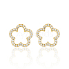 Sweet and Cute Silver Earrings with Zirconia Flower Design QK5383-1-1