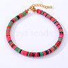 Electroplate Natural Mixed Gemstone Fkat Round Beads Bracelets for Women LY4678-3