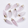 Top Golden Plated Natural Rose Quartz Pointed Pendants G-S359-078E-1