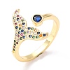 Brass Micro Pave Colorful Cubic Zirconia Cuff Rings RJEW-F114-04G-3