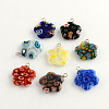 Handmade Millefiori Glass Pendants with Platinum Plated Iron Findings X-LK-R005-10-1