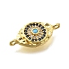 Brass Micro Pave Blue & Clear Cubic Zirconia Eye Connector Charms KK-D295-24G-2