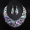 Alloy Rhinestone Pendant Necklaces & Teardrop Stud Dangle Earring Sets for Women WG99E9F-05-1