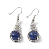 Natural Dyed Lapis Lazuli Gourd Dangle Earrings with Crystal Rhinestone EJEW-A092-04P-10-1