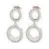 Oval Brass Pave Clear Cubic Zirconia Dangle Stud Earrings EJEW-M258-25P-1