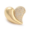 Brass Micro Pave Clear Cubic Zirconia Heart Open Cuff Ring for Women RJEW-C102-11G-2