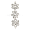 Brass Pave Clear Cubic Zirconia Three Flower Links Connector Charms KK-P277-61P-1