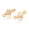 Brass Pave Clear Cubic Zirconia Connector Charms KK-T078-03G-01-2