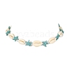 Natural Shell & Synthetic Turquoise Starfish Beaded Necklace with 304 Stainless Steel Clasps X-NJEW-TA00107-01-2