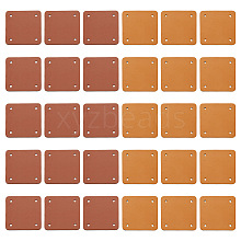 Olycraft 30Pcs 2 Colors 4-Hole Imitation Leather Label Tags AJEW-OC0003-99