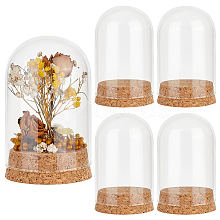   4 Sets Transparent Glass Dome Jar Cloche Display Cases AJEW-PH0011-24B