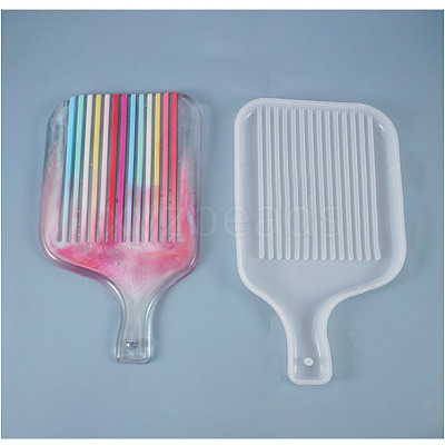 Rectangle with Stripe Handle Dinner Plate Silicone Molds DIY-L021-55-1