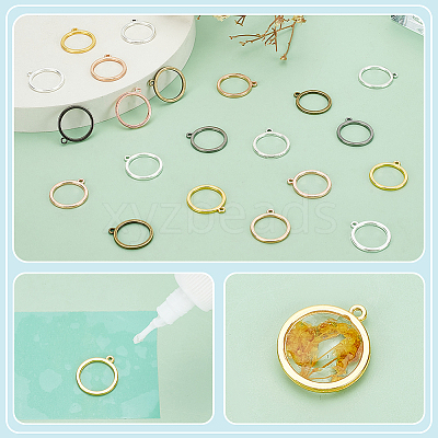 168Pcs 7 Colors Alloy Open Back Bezel Pendants FIND-PH0018-77-1